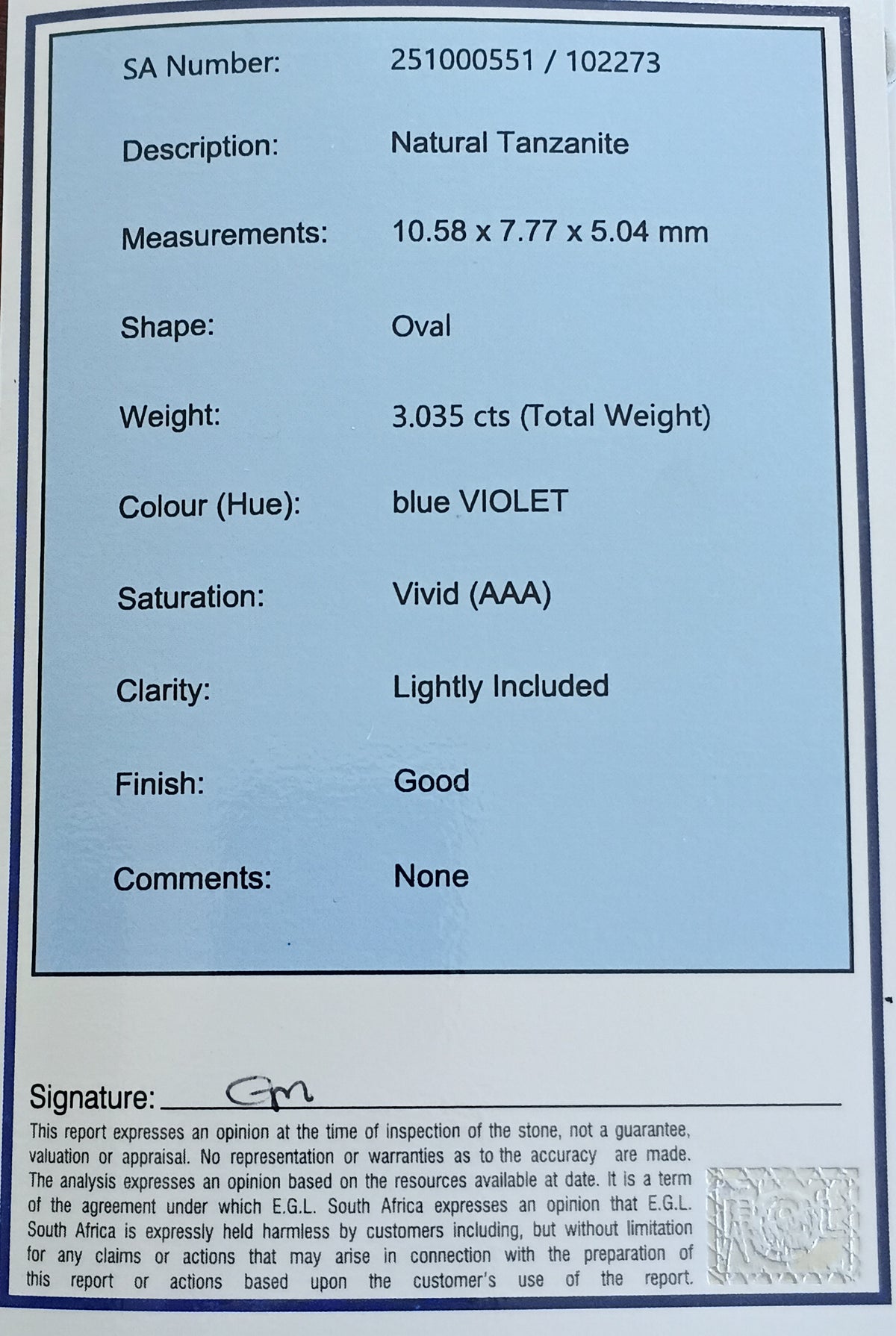 Oval Cut Tanzanite