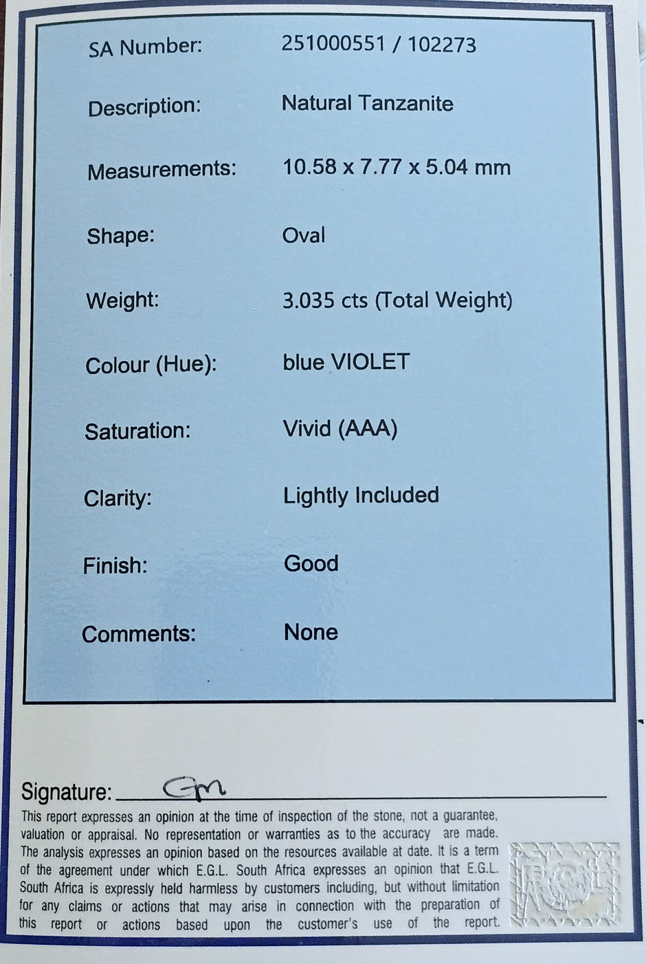 Oval Cut Tanzanite