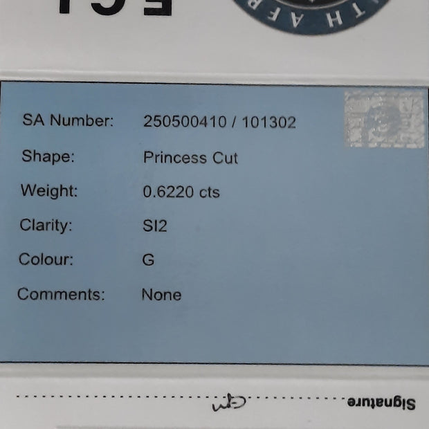 Princess Cut Diamond 0.6220cts G SI2