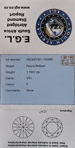 Round Brilliant Cut Diamond 1.1600cts F VS1