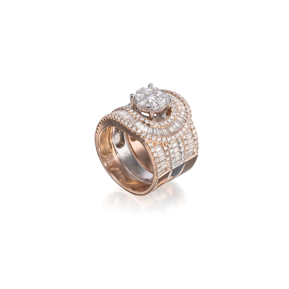 18ct Rose and White Gold Interchangeable Diamond Dress Ring