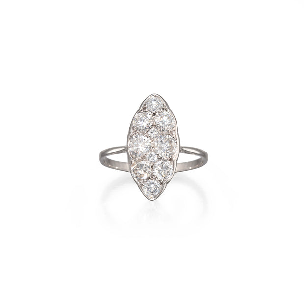 18ct Antique Elongated Marquise Shape Diamond Ring