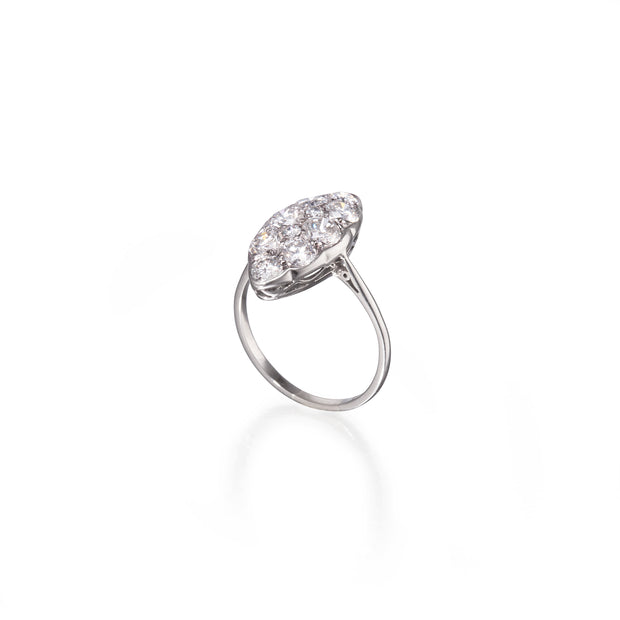 18ct Antique Elongated Marquise Shape Diamond Ring top view
