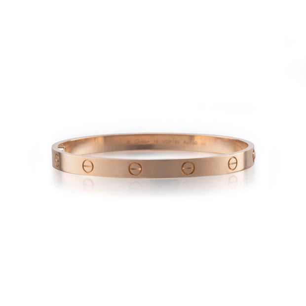 18ct Rose Gold Cartier Love Bracelet on white background