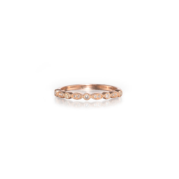 18ct Rose Vintage Style Milgrain Diamond Ring on white background