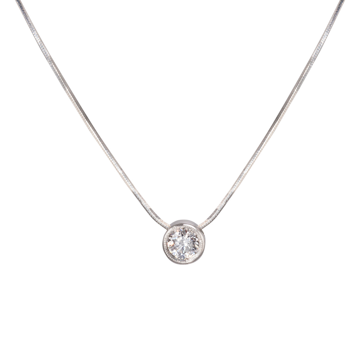 18ct white gold bezel set diamond necklace South Africa