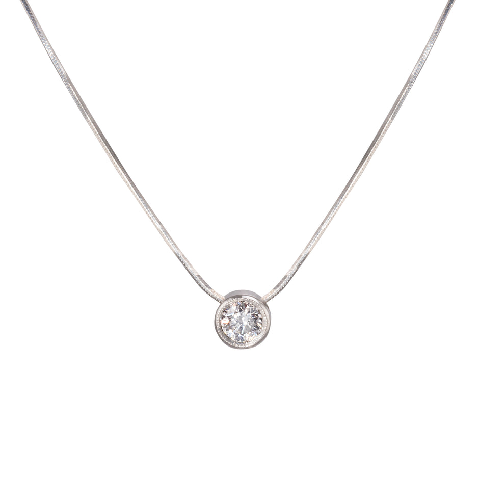 18ct white gold bezel set diamond necklace South Africa