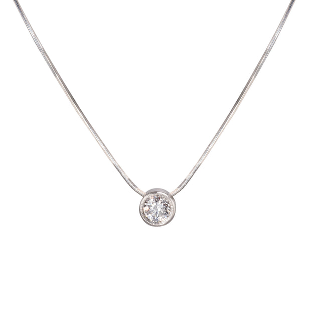 18ct white gold bezel set diamond necklace South Africa