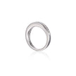 A polished white gold band ring with a row of small clear stones set along the outer edge, shown on a clean white background with a soft reflection below.