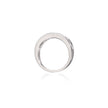 A minimalist white gold band ring with a polished, reflective finish, shown on a clean white background with a subtle reflection below.