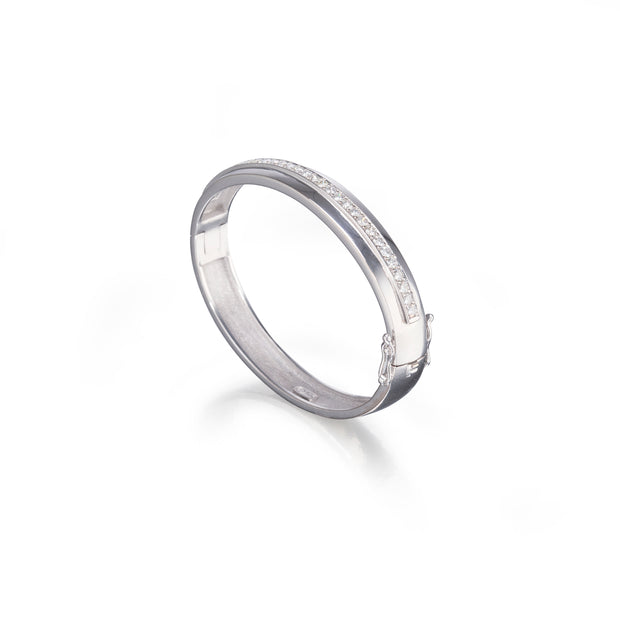 Diamond bangle 18ct white gold top view