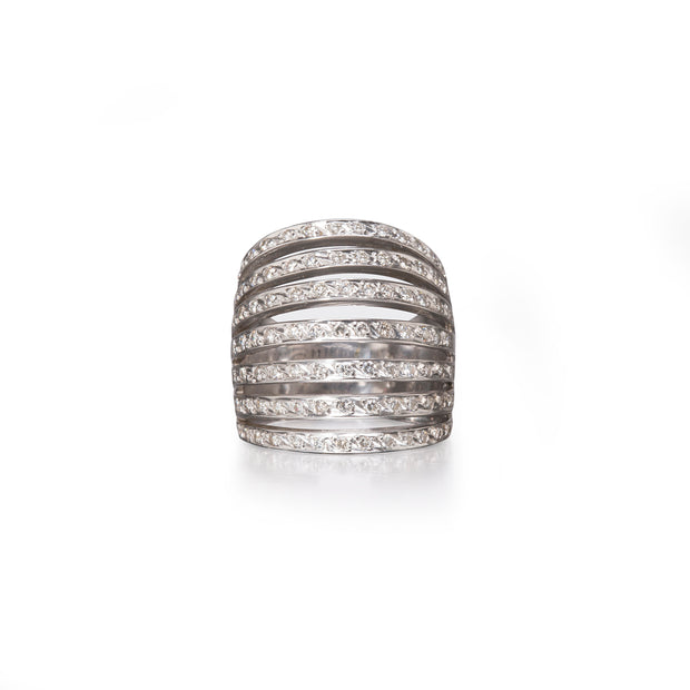 18ct white gold diamond cage dress ring, available in South Africa