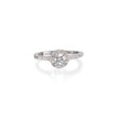 18ct White Gold Diamond Halo Ring on white background