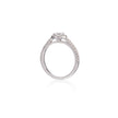 18ct White Gold Diamond Halo Ring side view on white background
