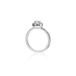 18ct White Gold Diamond Halo Ring side on white background
