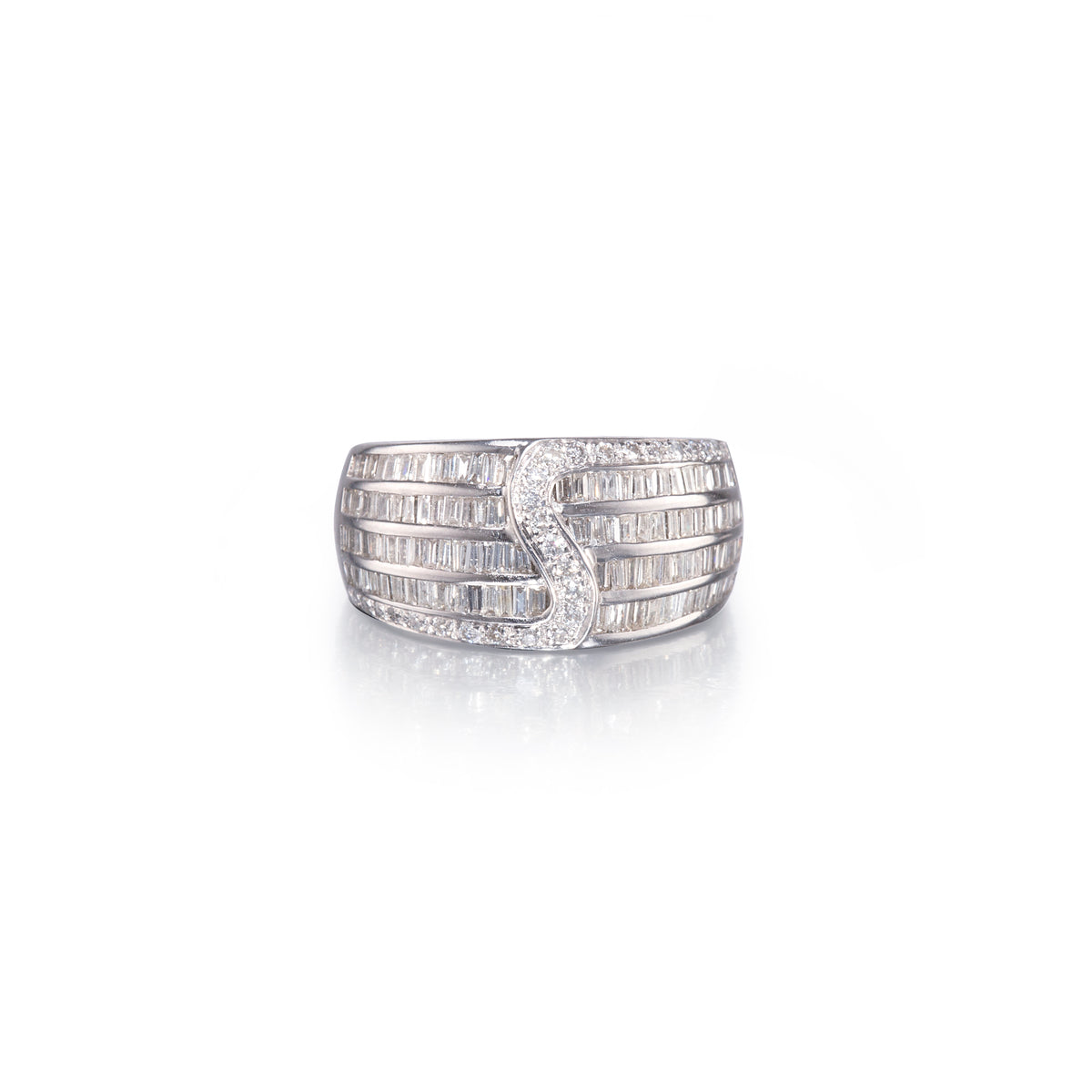 18ct white gold diamond pavé channel set dress ring