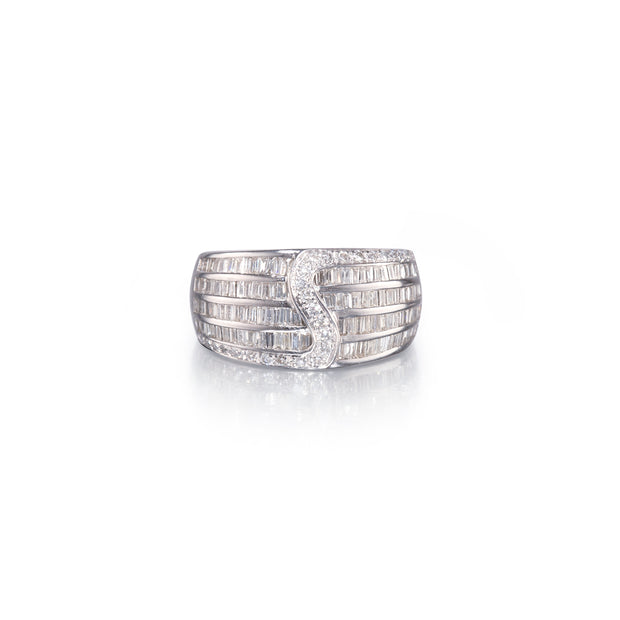18ct white gold diamond pavé channel set dress ring