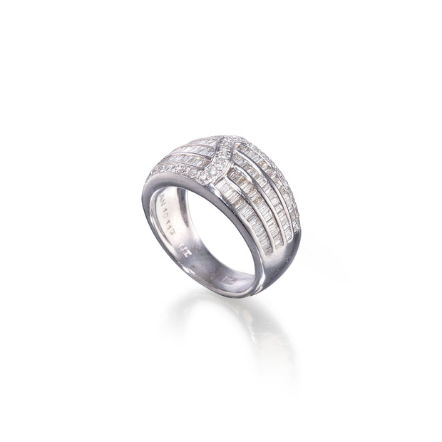 18ct White Gold Diamond Pavé Channel set Dress Ring top view