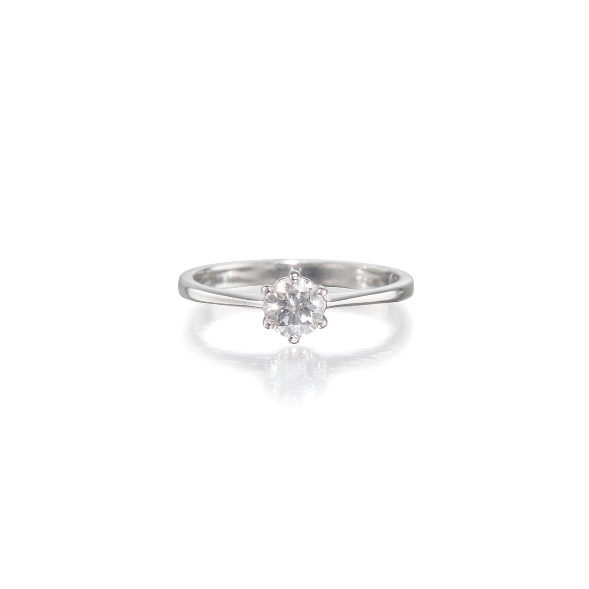 18ct white gold round brilliant cut diamond solitaire ring
