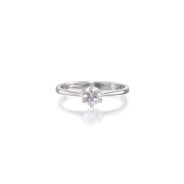 18ct white gold round brilliant cut diamond solitaire ring