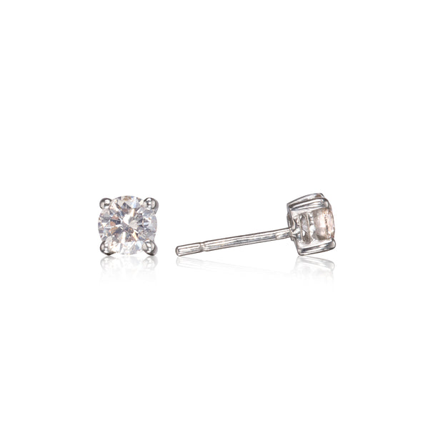 18ct White Gold Diamond Stud Earrings side view