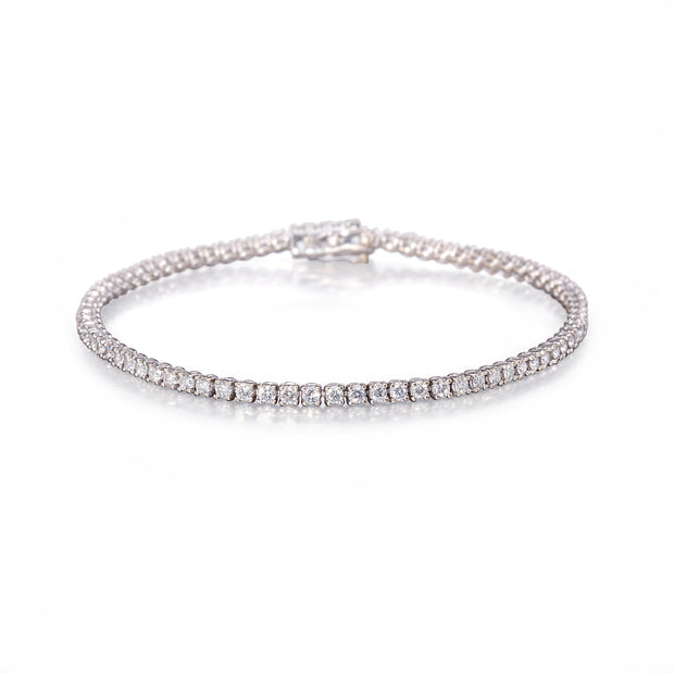 White Gold bracelet with clear stones on a white background