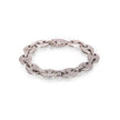 A white gold chain link bracelet paved with small clear stones, displayed on a clean white background.