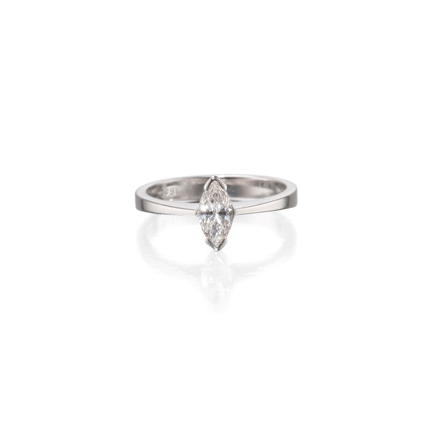 18ct White Gold Marquise Cut Diamond Solitaire Ring