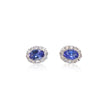 18ct white gold oval cut tanzanite and diamond halo earrings