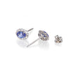 18ct White Gold Oval Cut Tanzanite and Diamond Halo Earrings side view