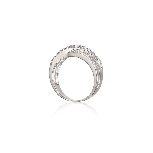 18ct White Gold Pave Diamond Ring side view on white background