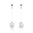 18ct white gold oval pearl drop earrings on chain