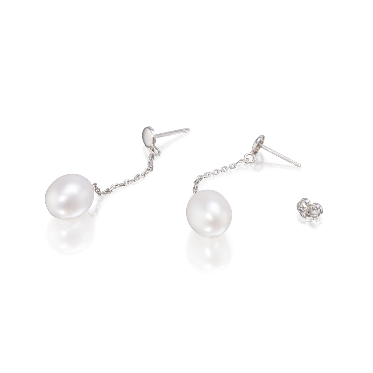18ct White Gold Pearl Drop Earrings