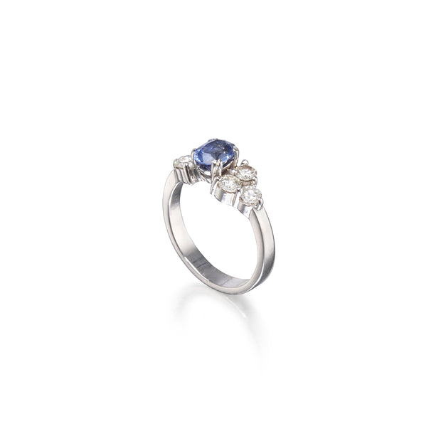 18ct White Gold Sapphire and Diamond Cluster Ring top view