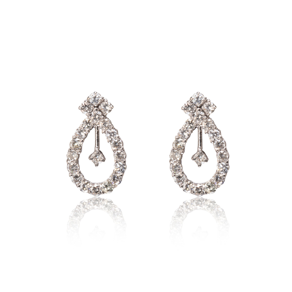 18ct white gold teardrop diamond drop earrings