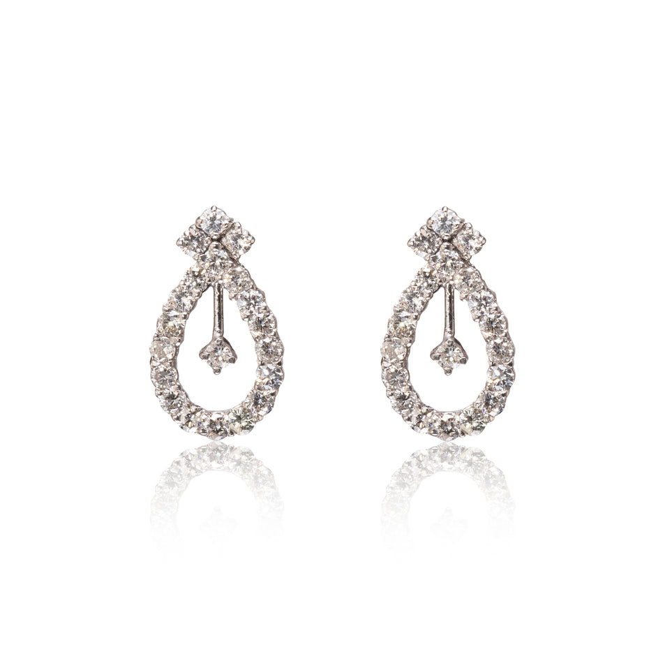 18ct white gold teardrop diamond drop earrings