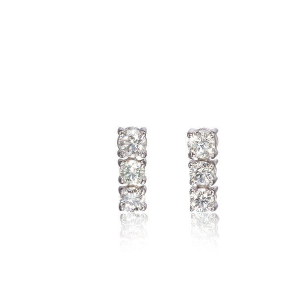 18ct White Gold Trilogy Diamond Drop Earrings