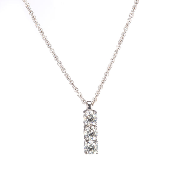 18ct white gold trilogy diamond pendant with chain