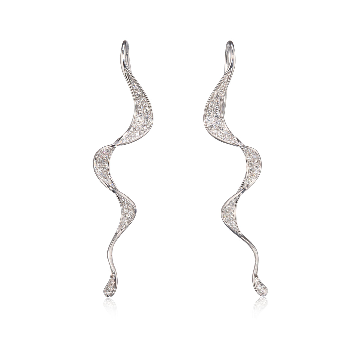 18ct White Gold Twisted Drop Earrings