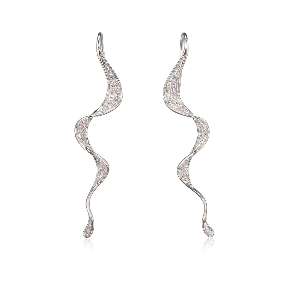 18ct White Gold Twisted Drop Earrings