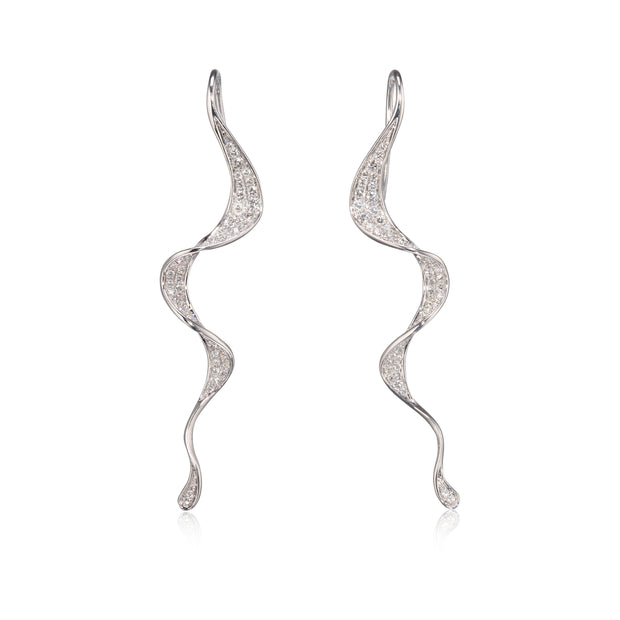 18ct White Gold Twisted Drop Earrings
