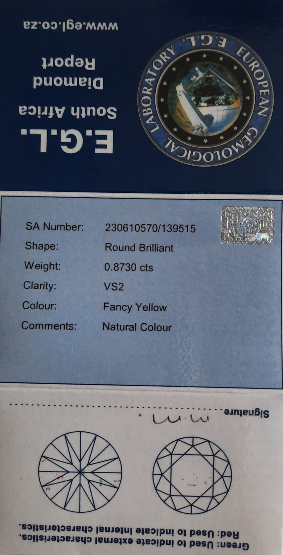 Fancy Yellow Round Brilliant Cut Diamond