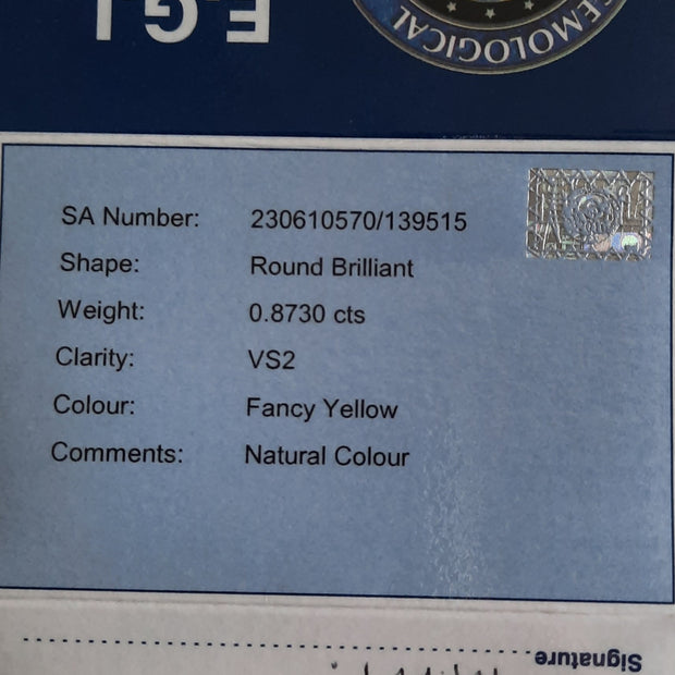 Fancy Yellow Round Brilliant Cut Diamond