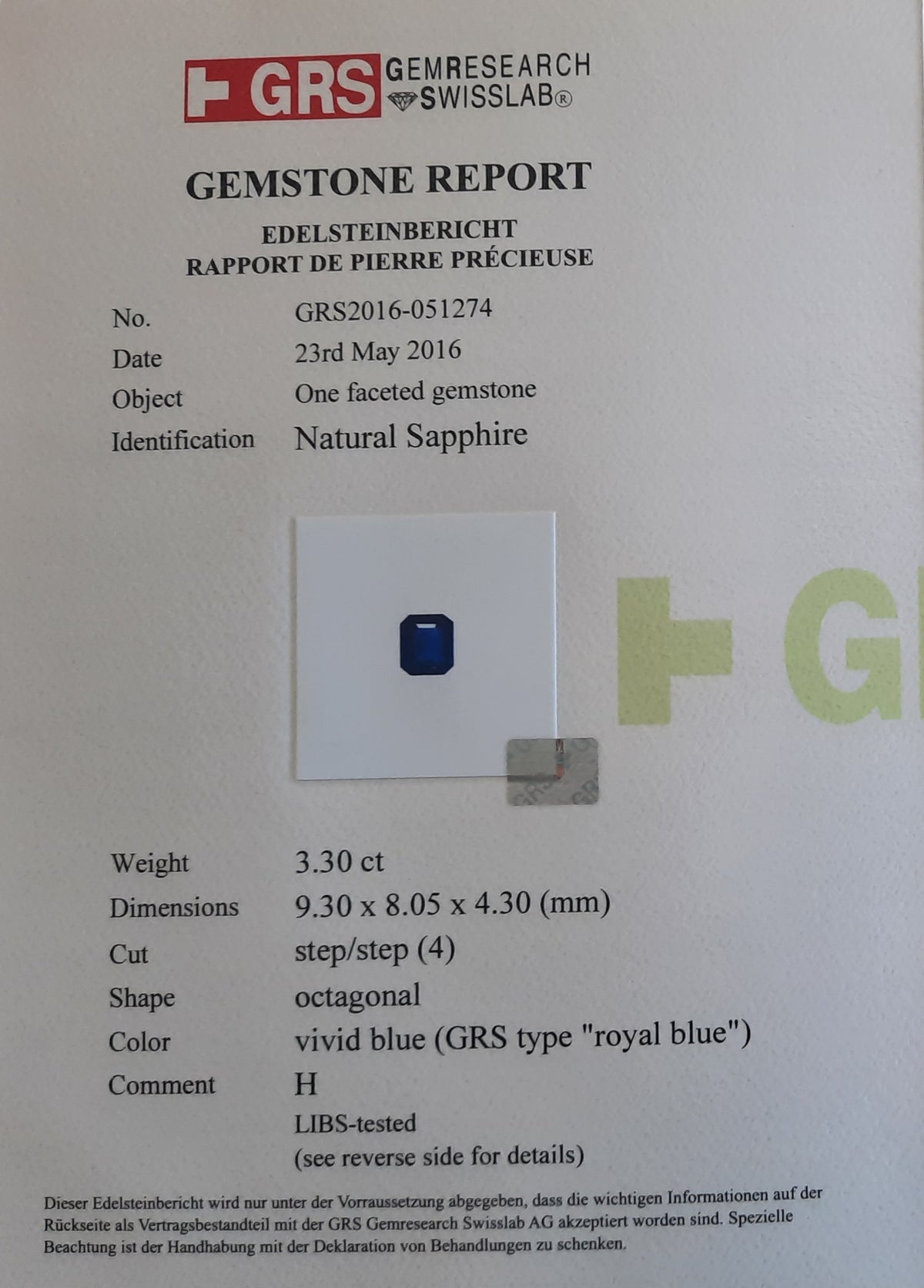Octagonal Cut Sapphire
