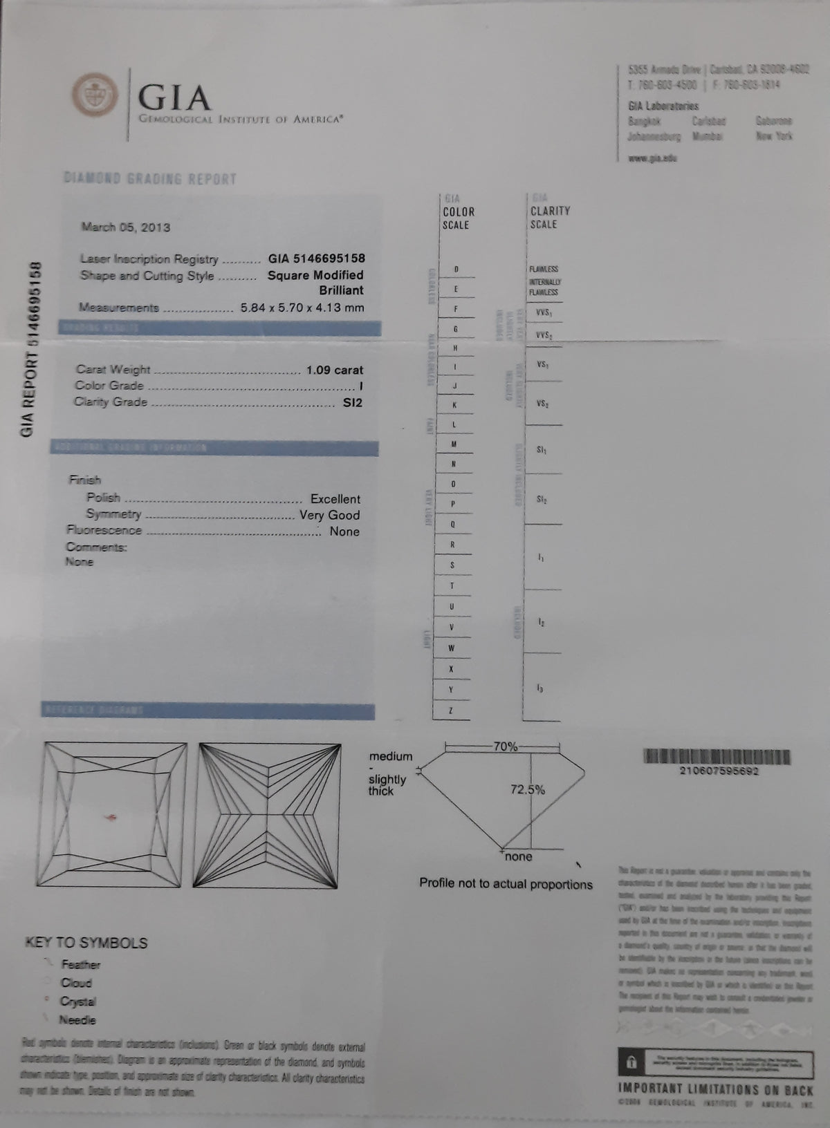 Square Modified Brilliant Cut Diamond