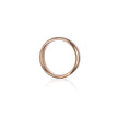 A minimalist rose gold band ring with a smooth, polished finish, shown on a clean white background with a soft reflection underneath.