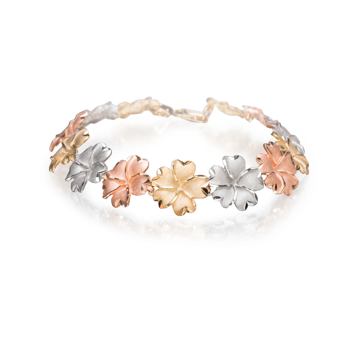 9ct Tri-Colour Floral Bracelet