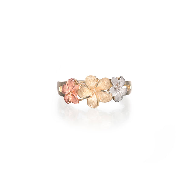 9ct Tri-Colour Floral Ring