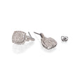 9ct White Gold Cluster Diamond Square Halo Pave Drop Earrings top view on white background