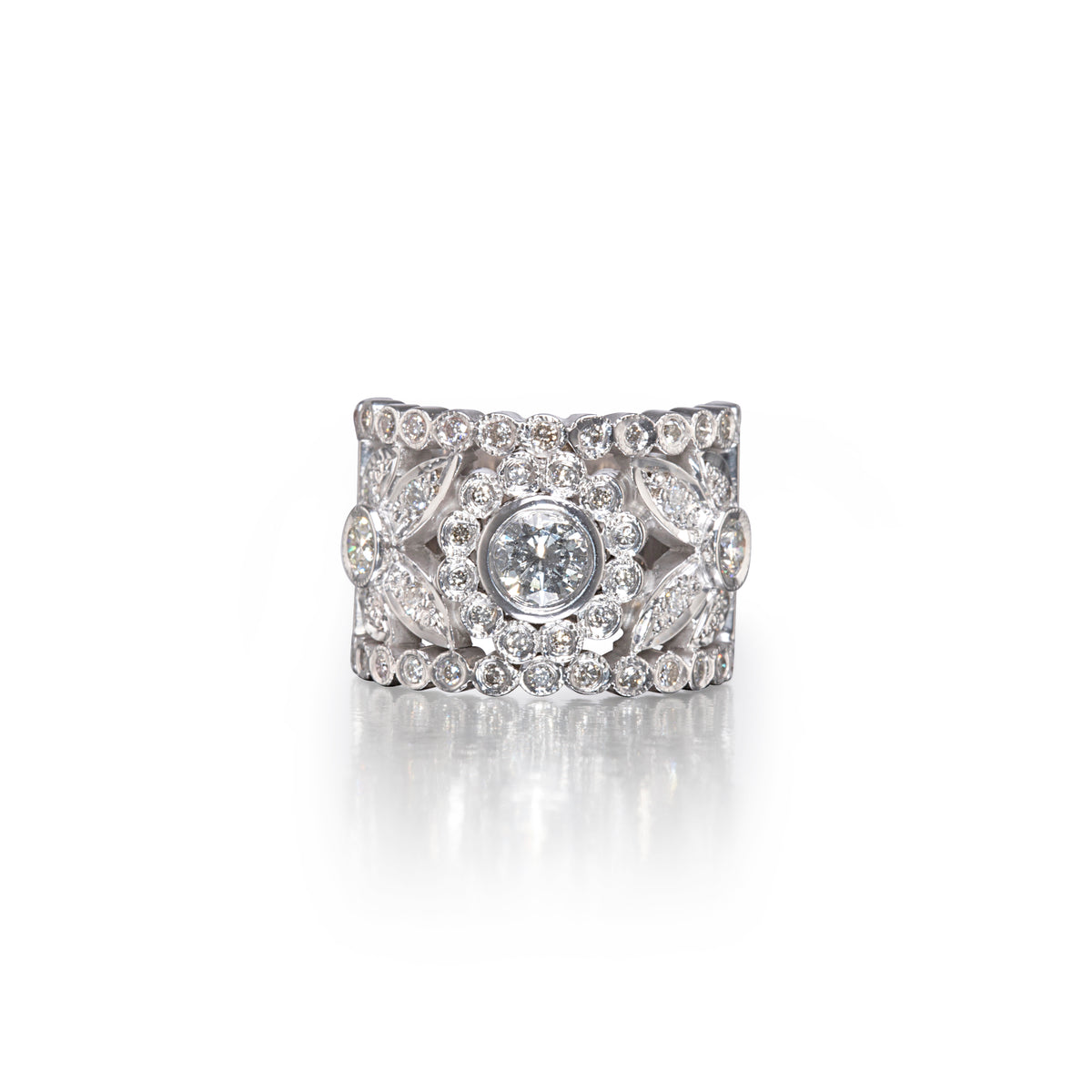 9ct white gold Diamond Cluster Ring South Africa, bezel set centre diamond